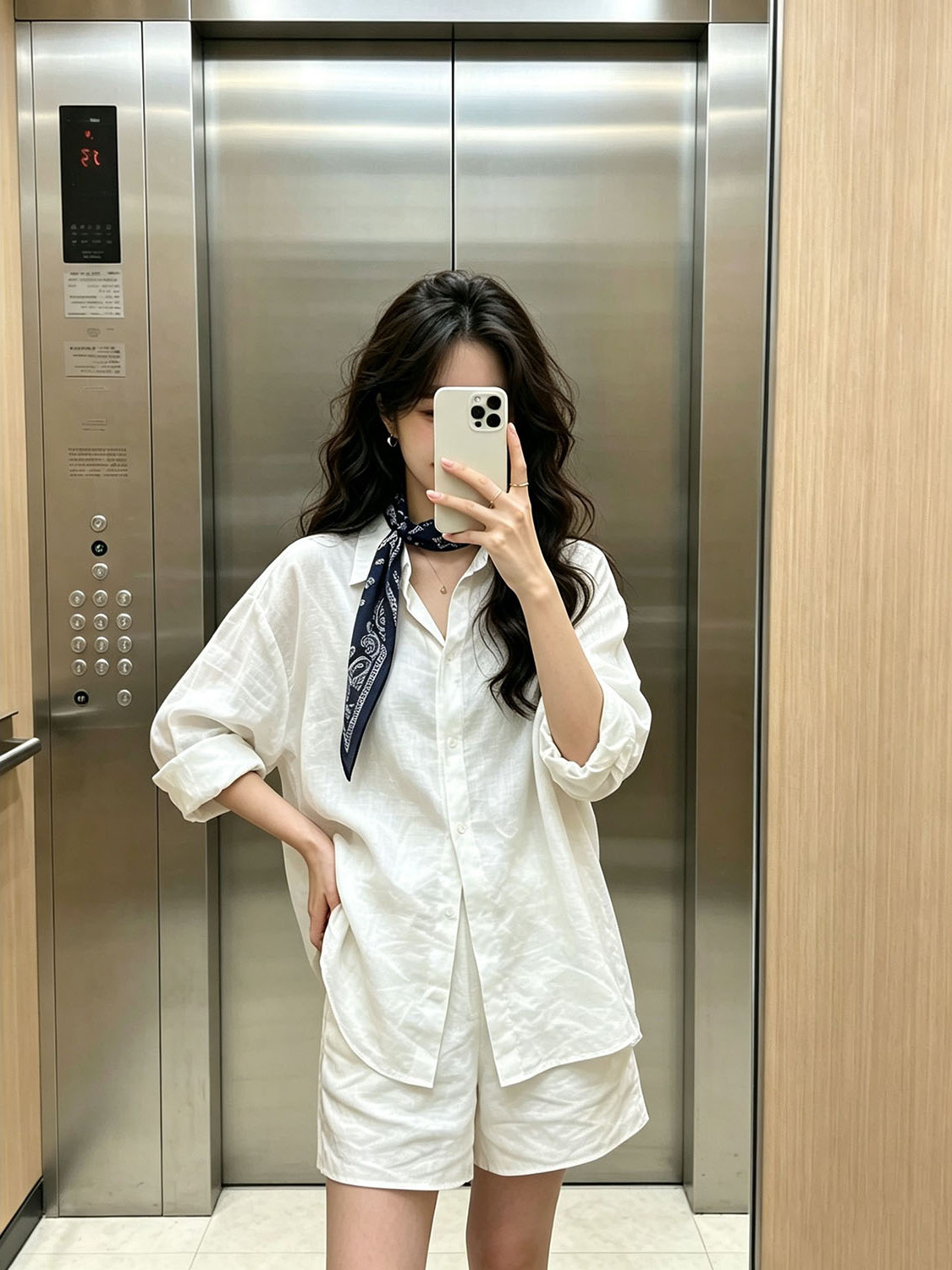 Summer Clothing Old Money - 화이트 한국 스타일 셔츠 밴딩 반바지