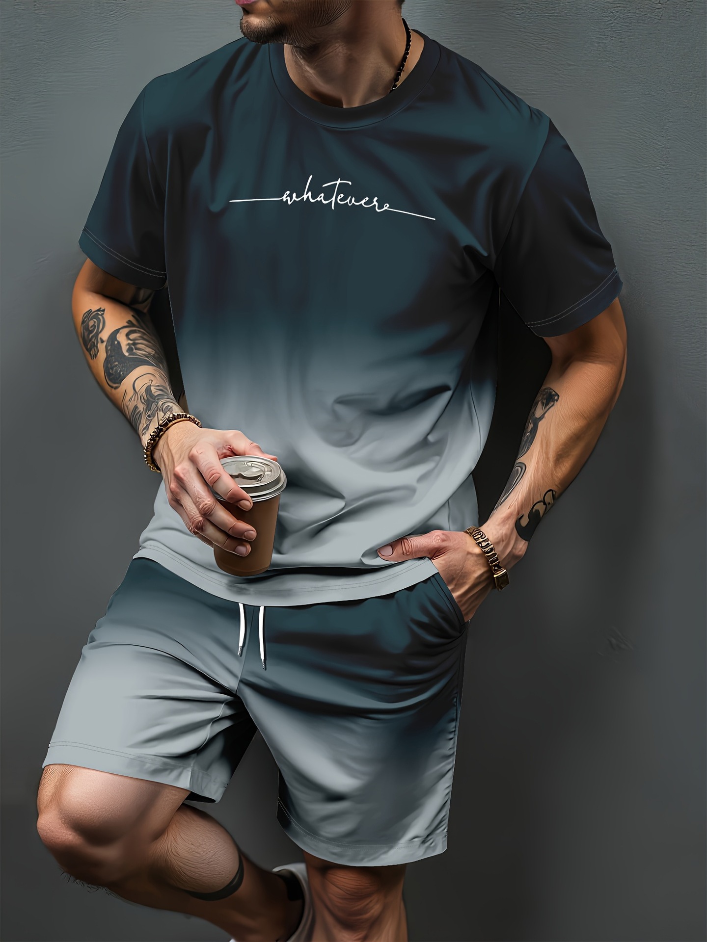 그라디언트 문자 패턴 3D 인쇄 운동복 남성 여성 캐주 - Summer Clothing Styles 리뷰 및 가격