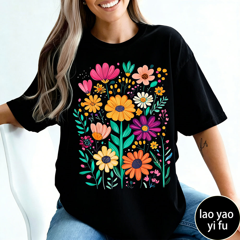 Boho 여름 꽃무늬 여성 티셔츠 레트로 봄 꽃 티셔츠 - Summer Clothing Vibes 리뷰 및 가격
