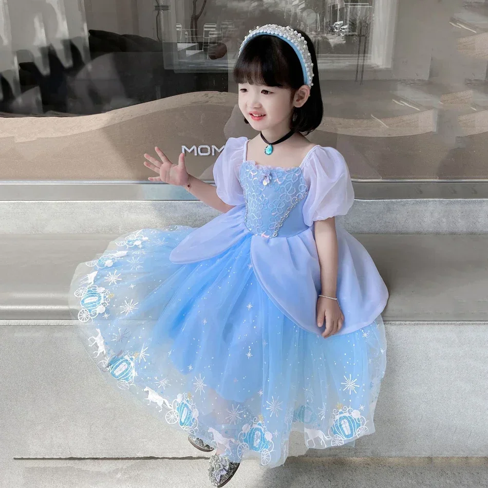 신데렐라 공주 코스프레 드레스 소녀 키즈 볼 가운 스팽 - Summer Clothing For Kids Girls 리뷰 및 가격