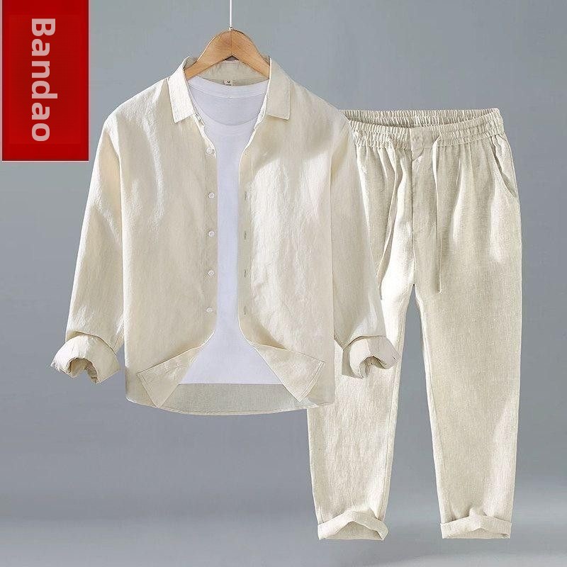 봄 여름 중국 스타일 코튼 린넨 긴팔 투피스 세트 남성 - Summer Clothing Styles 리뷰 및 가격
