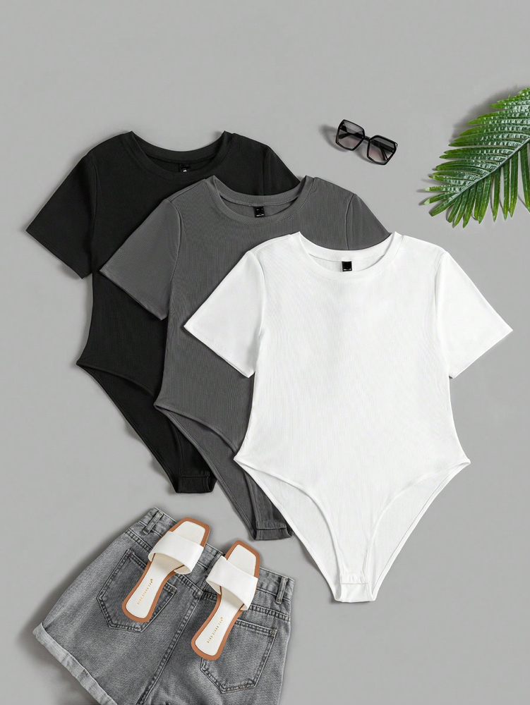 플러스 사이즈 여성용 라운드 넥 반팔 점프 슈트 (3  - Summer Upf Clothing 리뷰 및 가격