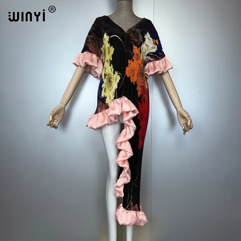 WINYI 여성용 플리츠 맥시 파티 드레스 불규칙 크럼 - Summer Clothing H&M 리뷰 및 가격