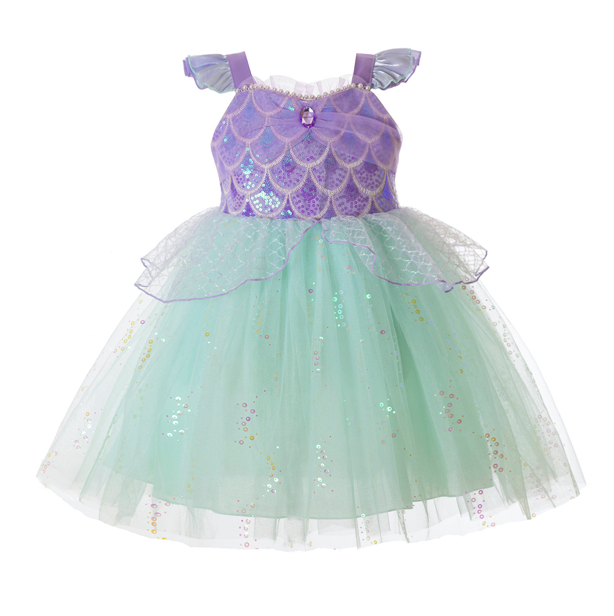 어린이 여자아이 인어공주 코스튬 보라색 녹색 튤 드레스 - Summer Clothing For Kids Girls 리뷰 및 가격