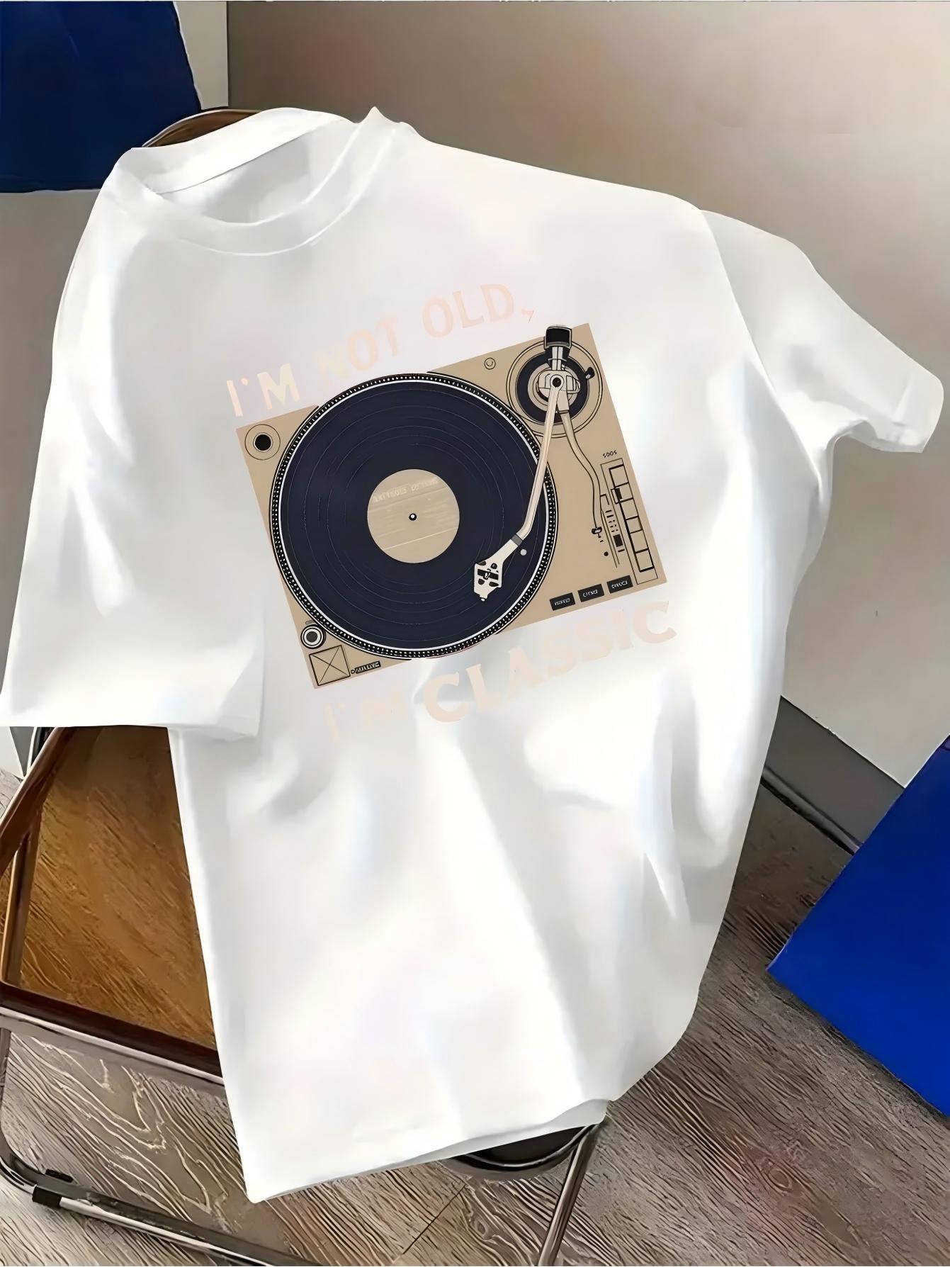 빈티지 레코드 플레이어 티셔츠 나는 늙지 않았다 나는  - Summer Clothing Old Money 리뷰 및 가격