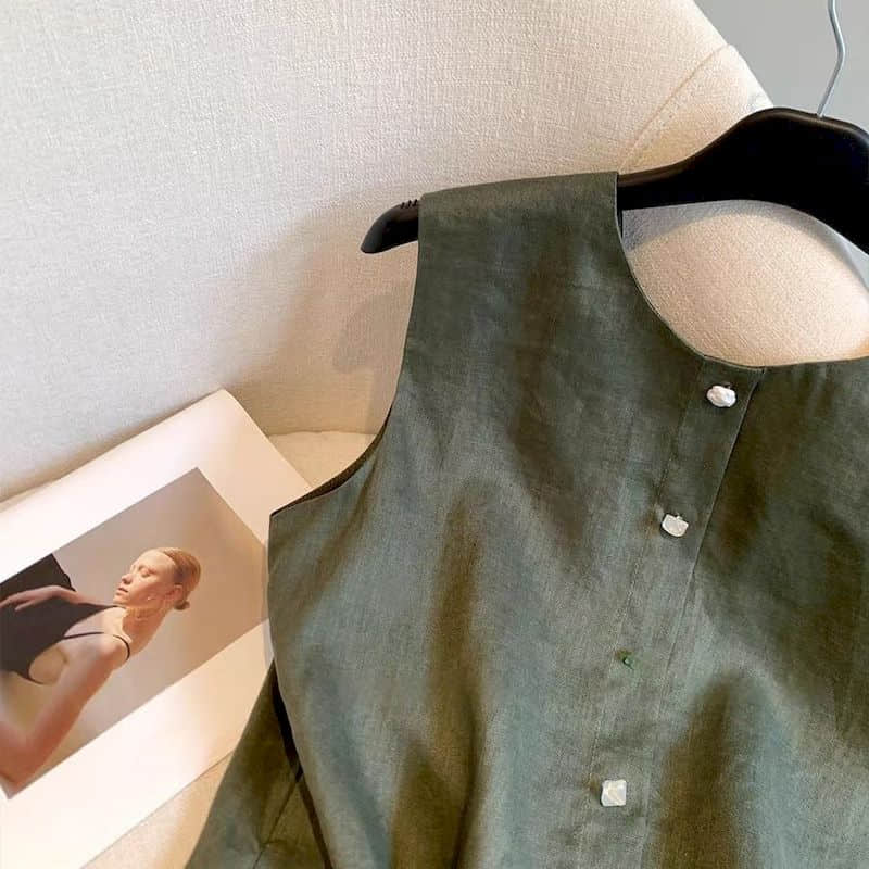 올드머니 스타일 V넥 민소매 셔츠와 와이드 레그 팬츠  - Summer Clothing Old Money 리뷰 및 가격