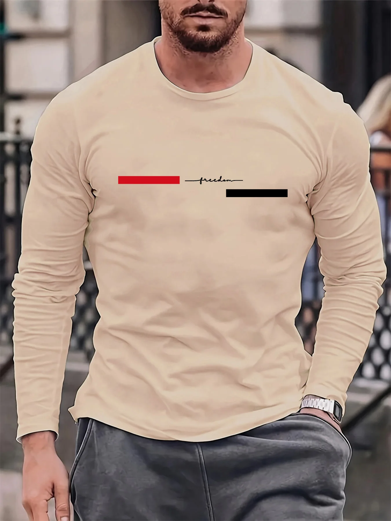 레드 블랙 라인 남성용 긴팔 라운드넥 루즈핏 캐주얼 프 - Summer Clothing Trend 리뷰 및 가격