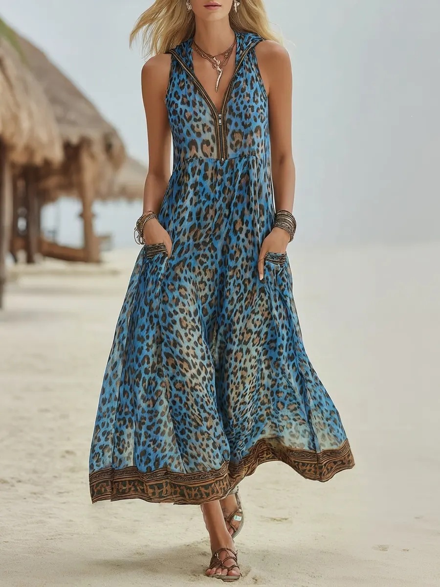 2026 빈티지 여성 롱 드레스 지퍼 V넥 후드 레오파 - Summer Clothing H&M 리뷰 및 가격