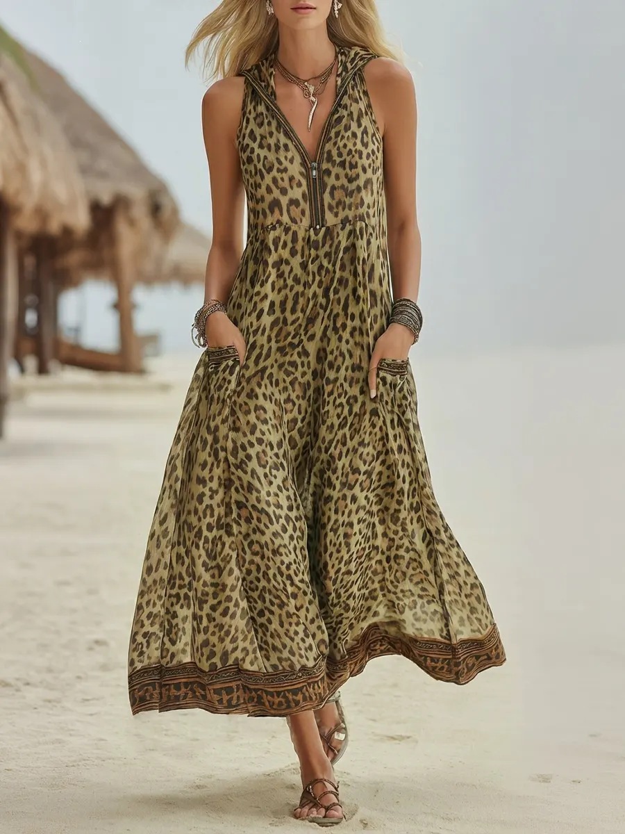 2026 빈티지 여성 롱 드레스 지퍼 V넥 후드 레오파 - Summer Clothing H&M 리뷰 및 가격