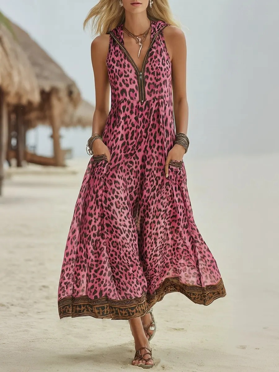 2026 빈티지 여성 롱 드레스 지퍼 V넥 후드 레오파 - Summer Clothing H&M 리뷰 및 가격